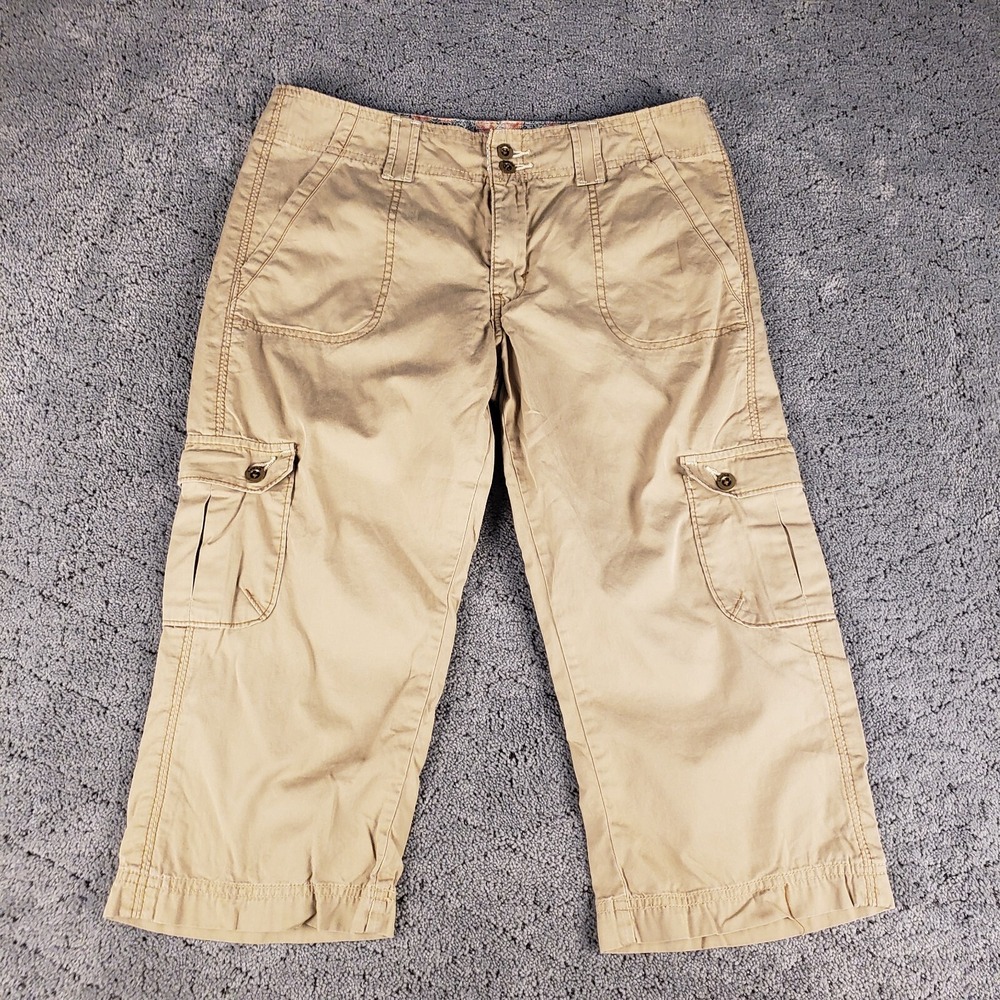 Levis Pants Womens 6 Khaki Wide Leg‎ Cargo Capri Mid Rise Relaxed Loose Hiking